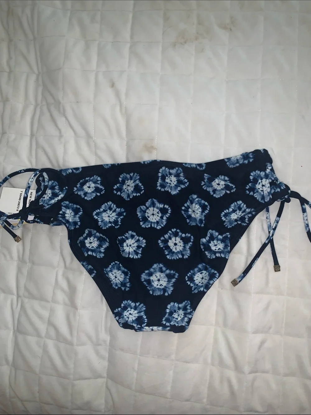 Michael Kors Navy Tie-Dye Bikini Bottoms with Side Ties